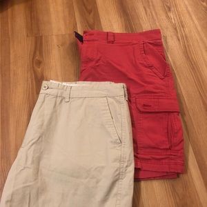 2 pairs of shorts light tan, and the other salmon